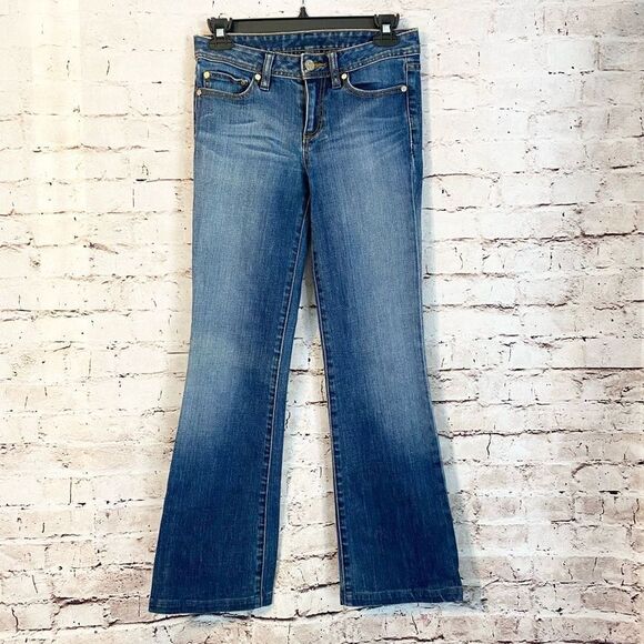 Tory Burch Classic Bootcut Jeans Denim Medium Wash Low Rise Size 25 Waist - Picture 1 of 10